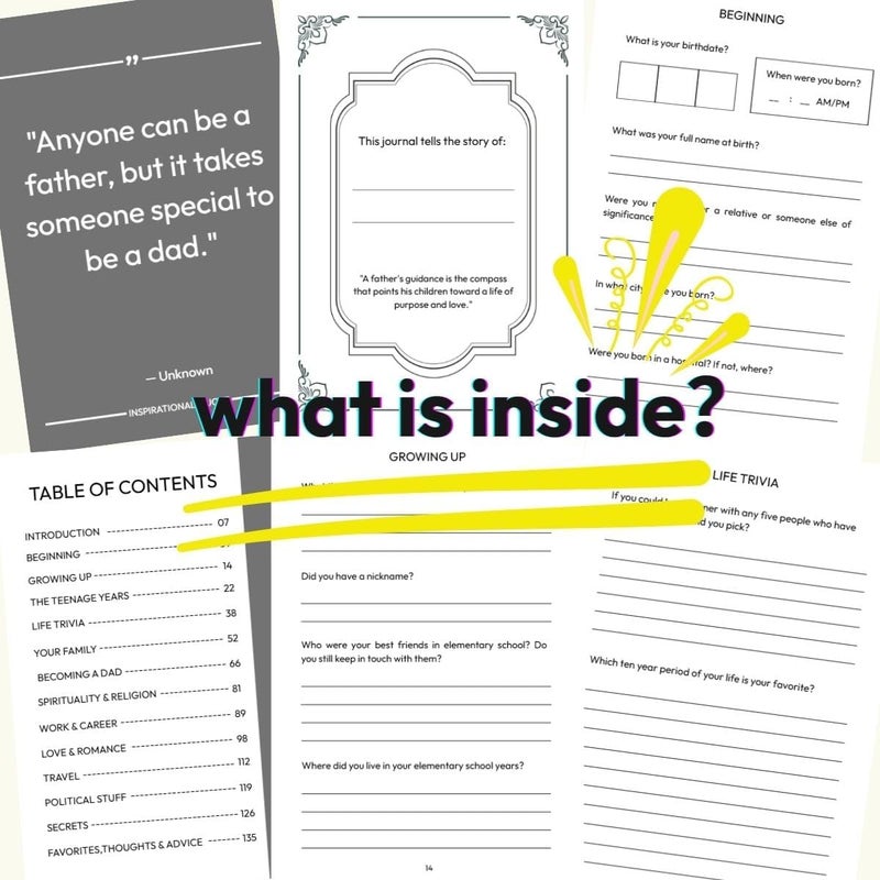 XKFCFC Dad, I Want to Know Your Life Story: A Guided Keepsake Journal for Father (Hardcover) - Thoughtful Birthday Gift from Daughter & Son, Perfect for Father's Day, Christmas or Thanksgiving - Image 2